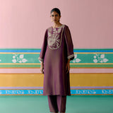 Purple Embroidered Kurta Set