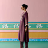 Purple Embroidered Kurta Set