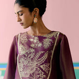Purple Embroidered Kurta Set