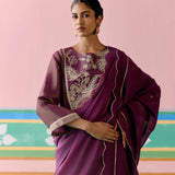 Purple Embroidered Kurta Set