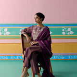 Purple Embroidered Kurta Set