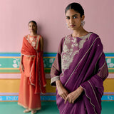 Purple Embroidered Kurta Set