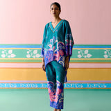 Teal Paisley Kaftan Set