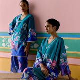 Teal Paisley Kaftan Set