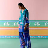 Teal Paisley Square Neck Kurta Set