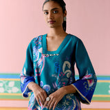 Teal Paisley Square Neck Kurta Set