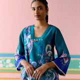 Teal Paisley Square Neck Kurta Set