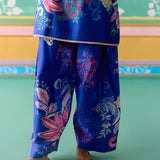 Teal Paisley Square Neck Kurta Set