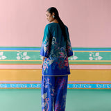 Teal Paisley Square Neck Kurta Set