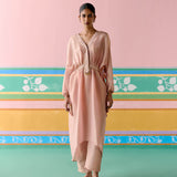 Peach Embroidered Kaftan Set