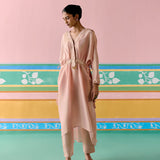 Peach Embroidered Kaftan Set