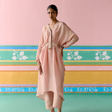 Peach Embroidered Kaftan Set