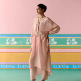 Peach Embroidered Kaftan Set
