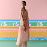 Peach Embroidered Kaftan Set