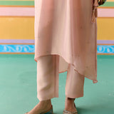 Peach Embroidered Kaftan Set