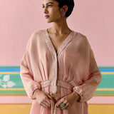 Peach Embroidered Kaftan Set
