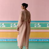 Peach Embroidered Kaftan Set