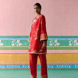 Red Chintz Kurta Set