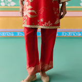 Red Chintz Kurta Set