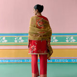 Red Chintz Kurta Set