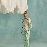 Daisy Round Neck Co-ord - Blue