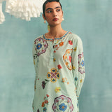 Daisy Round Neck Co-ord - Blue