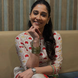 Regina Cassandra in Ecru & Red Rose Kurta Set