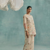 Hibiscus Round Neck Co-ord - Ecru
