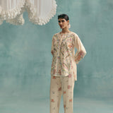 Hibiscus Round Neck Co-ord - Ecru