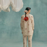 Hibiscus Round Neck Co-ord - Ecru