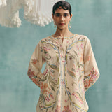Hibiscus Round Neck Co-ord - Ecru
