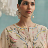 Hibiscus Round Neck Co-ord - Ecru