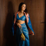 Gorangii Chawla in Teal Aztec Blazer Dhoti Set