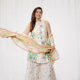 Pallavi Singh in Ecru Floral Sleeveless Kurta Set