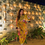 Pallavi Singh in Mustard Floral Velvet Kurta Set