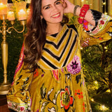 Pallavi Singh in Mustard Floral Velvet Kurta Set