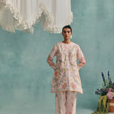 Hibiscus Round Neck Kurta Set - Pink