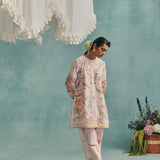 Hibiscus Round Neck Kurta Set - Pink