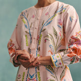 Hibiscus Round Neck Kurta Set - Pink