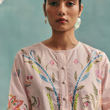 Hibiscus Round Neck Kurta Set - Pink