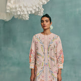Hibiscus Round Neck Kurta Set - Pink