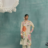 Dahlia Collared Kurta Set - Ecru