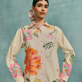 Dahlia Collared Kurta Set - Ecru