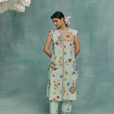 Daisy Sleeveless Kurta Set - Blue