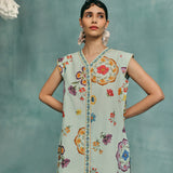 Daisy Sleeveless Kurta Set - Blue