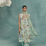 Daisy Sleeveless Kurta Set - Blue