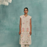 Hibiscus Sleeveless Kurta Set - Ecru