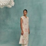 Hibiscus Sleeveless Kurta Set - Ecru
