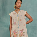 Hibiscus Sleeveless Kurta Set - Ecru