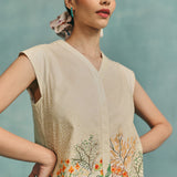 Meadow Sleeveless Kurta Set - Ecru